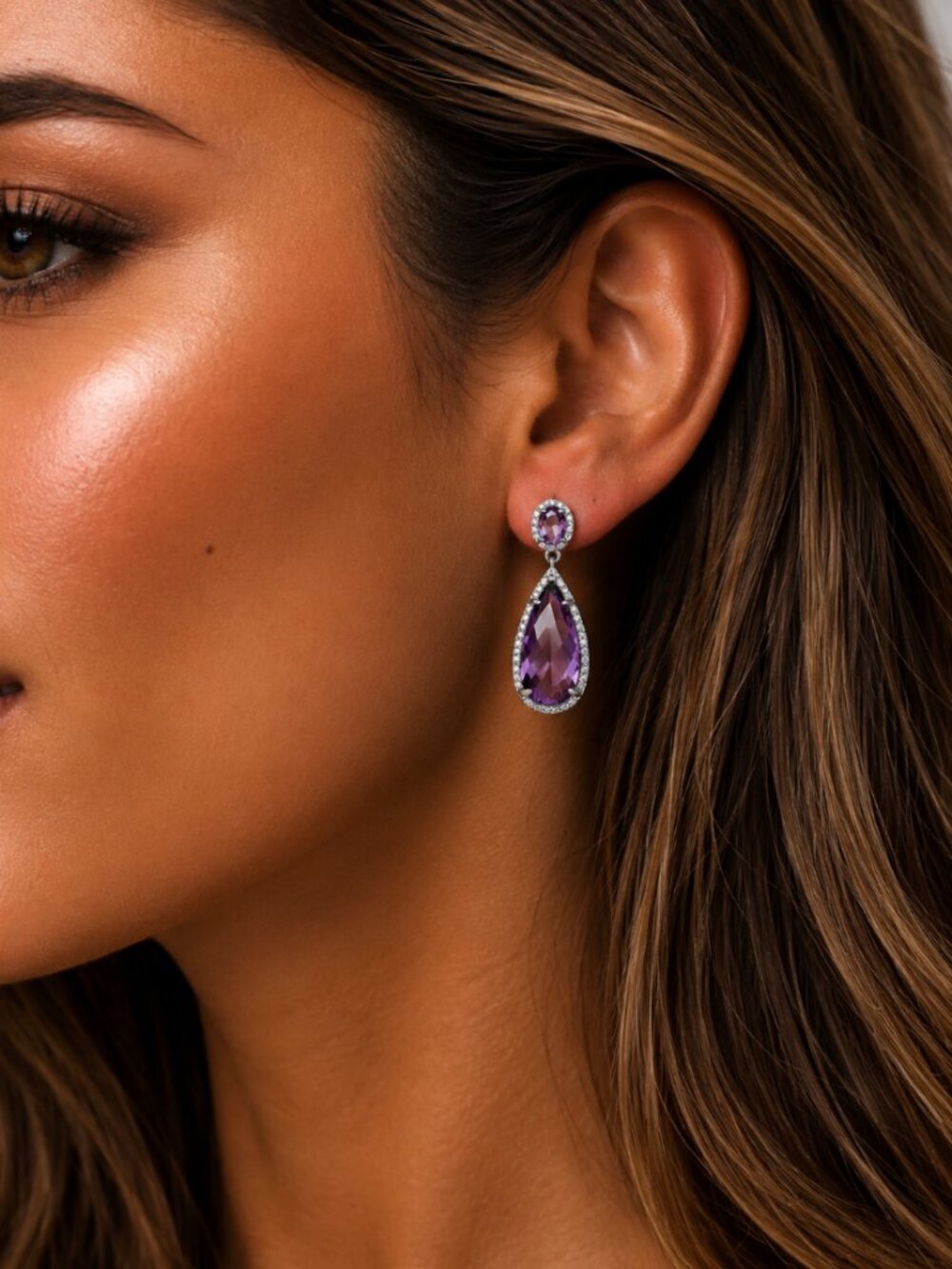 "Morgan" Purple Silver Earrings
